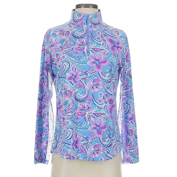 IBKUL Women’s Floral Print Quarter Zip Longsleeve - Picture 1 of 8